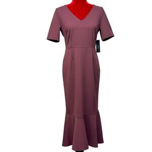 Lulus purple short sleeve Maxi dress sz L v-neck low- high mermaid dress NWT